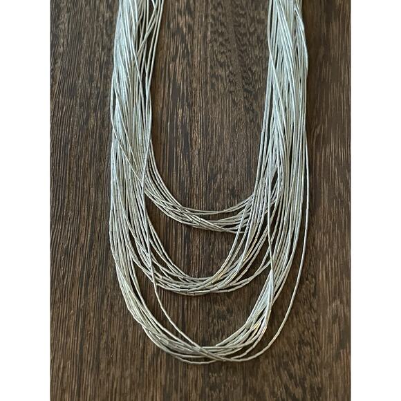 QT Southwest 30 Strand Liquid Sterling Silver Layered Necklace 18-21” Cones - Picture 5 of 9